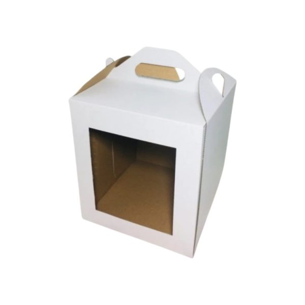 Kutija za torte s ručkom in prozorom 220х220х250 mm bijela