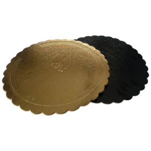 Podmetač krug za torte karton d=340 mm crni/zlatni 3 mm [5 kom/pak]