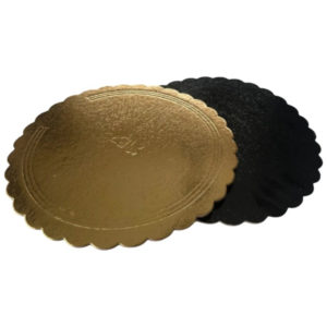 Podmetač krug za torte karton d=340 mm crni/zlatni 3 mm [5 kom/pak]