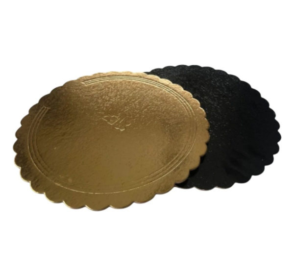 Podmetač krug za torte karton d=340 mm crni/zlatni 3 mm [5 kom/pak]