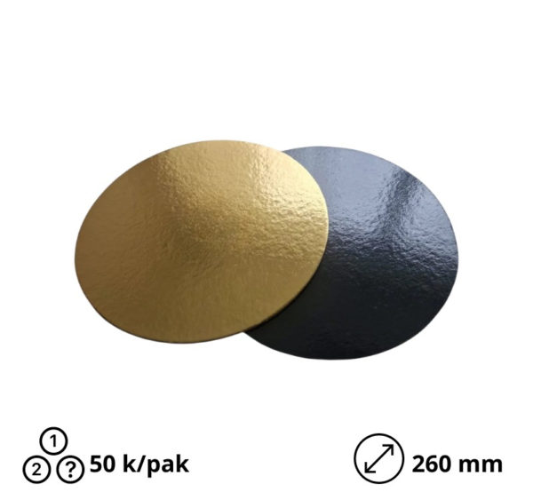 Podmetač krug za torte karton d=260 mm zlatni [50 kom/pak]