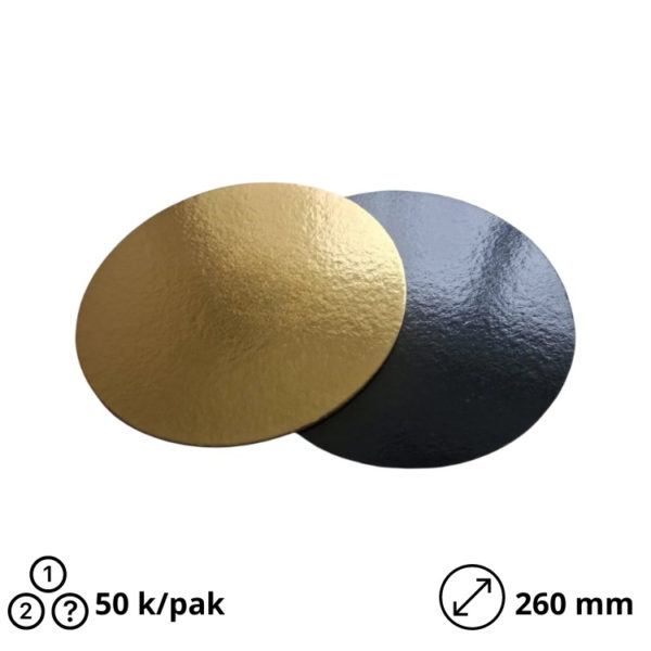Podmetač krug za torte karton d=260 mm zlatni [50 kom/pak]