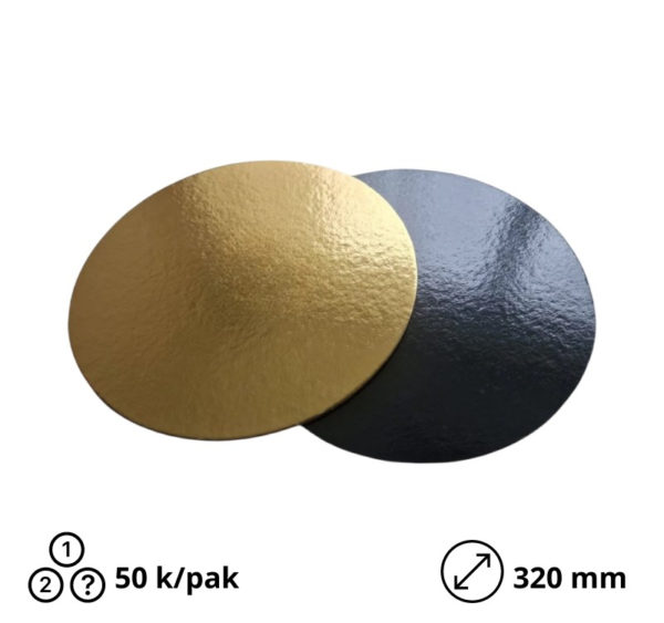 Podmetač krug za torte karton d=320 mm zlatni [50 kom/pak]