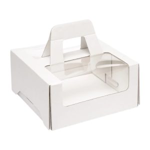Kutija za torte s ručkom in prozorom 280х280х130 mm bijela [10 kom/pak]