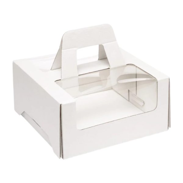 Kutija za torte s ručkom in prozorom 280х280х130 mm bijela [10 kom/pak]