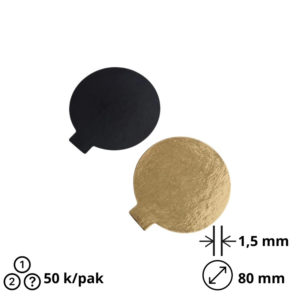 Podmetač krug karton d=80 mm crni/zlatni 1,5 mm [50 kom/pak]