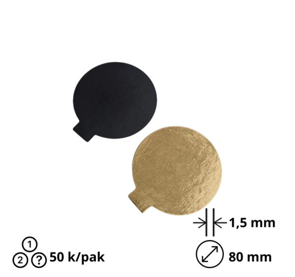 Podmetač krug karton d=80 mm crni/zlatni 1,5 mm [50 kom/pak]