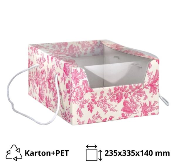 Kutija za desert s prozorom 235x335x140 mm fuksija [2 kom/pak]