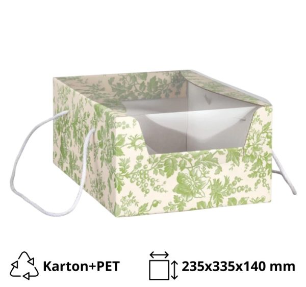 Kutija za desert s prozorom 235x335x140 mm zelena [2 kom/pak]