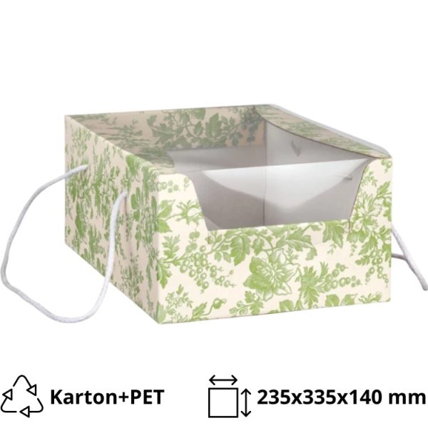 Kutija za desert s prozorom 235x335x140 mm zelena [2 kom/pak]