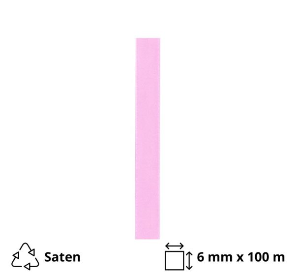 Satenska traka 6 mm x 100 m ružičasta