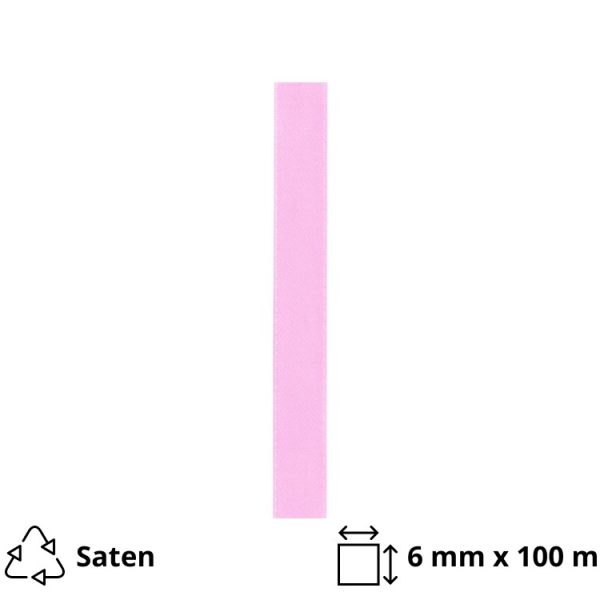 Satenska traka 6 mm x 100 m ružičasta