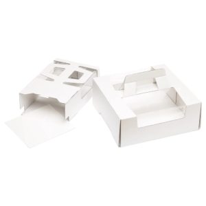 Kutija za torte s ručkom in prozorom 250х250х100 mm bijela [10 kom/pak]