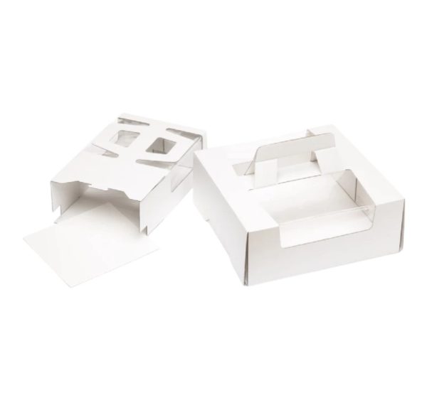 Kutija za torte s ručkom in prozorom 250х250х100 mm bijela [10 kom/pak]