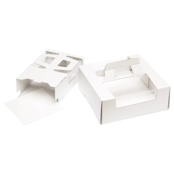 Kutija za torte s ručkom in prozorom 250х250х100 mm bijela [10 kom/pak]