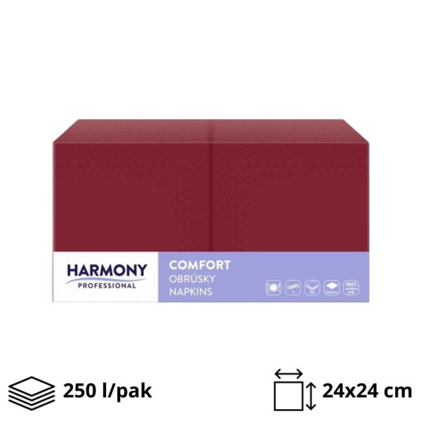 Papirnate salvete 2 sl 24×24 cm bordo 250 l/pak [16 kom/pak]