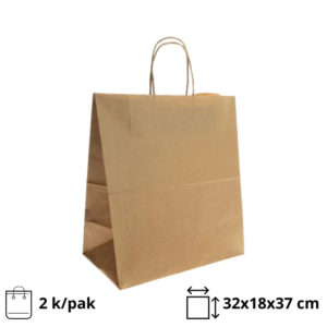 Papirnata vrećica s pletenom ručkom 320x180x370 mm kraft [2 kom/pak]