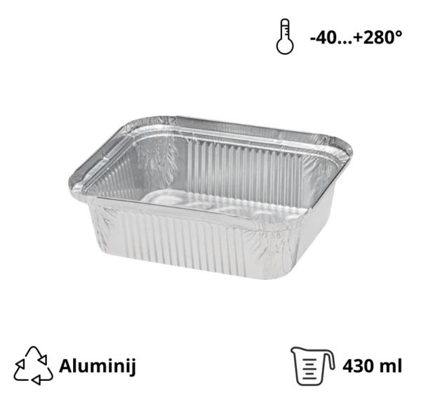 Alu posuda 435 ml 146x121x40 mm 100 kom/pak