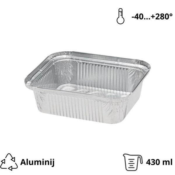 Alu posuda 435 ml 146x121x40 mm 100 kom/pak