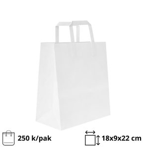 Papirnata vrećica sa ravnom ručkom 180x90x220 mm bijela 250 kom/pak