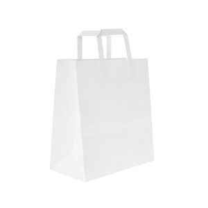 Papirnata vrećica sa ravnom ručkom 180x90x220 mm bijela 250 kom/pak