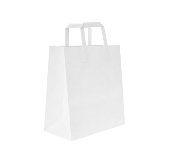 Papirnata vrećica sa ravnom ručkom 180x90x220 mm bijela 250 kom/pak
