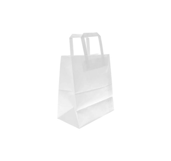 Papirnata vrećica sa ravnom ručkom 180x90x220 mm bijela 250 kom/pak