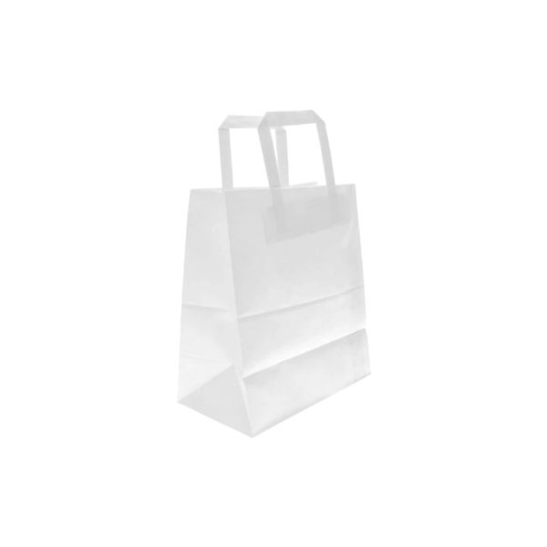 Papirnata vrećica sa ravnom ručkom 180x90x220 mm bijela 250 kom/pak