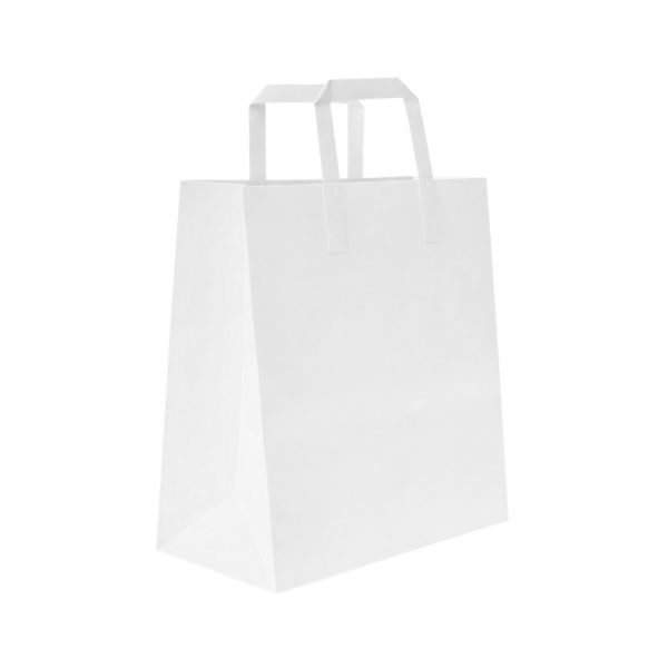 Papirnata vrećica sa ravnom ručkom 220х100х280 mm bijela 250 kom/pak