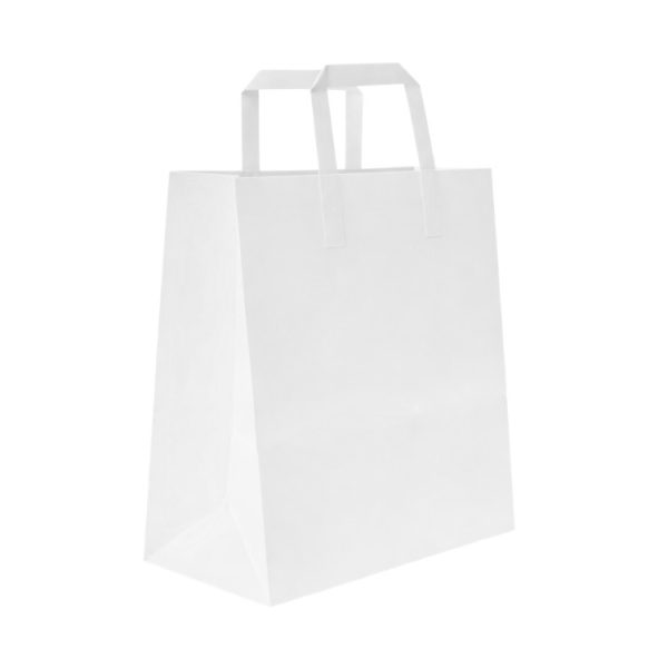 Papirnata vrećica sa ravnom ručkom 260х120х340 mm bijela 250 kom/pak