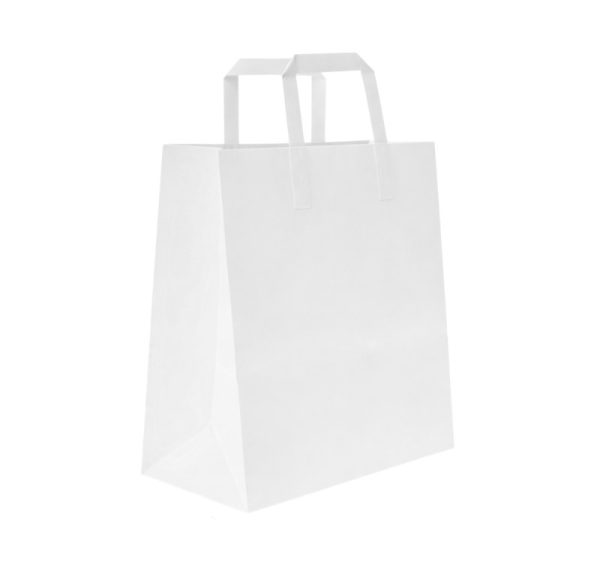 Papirnata vrećica sa ravnom ručkom 320х120х410 mm bijela 250 kom/pak