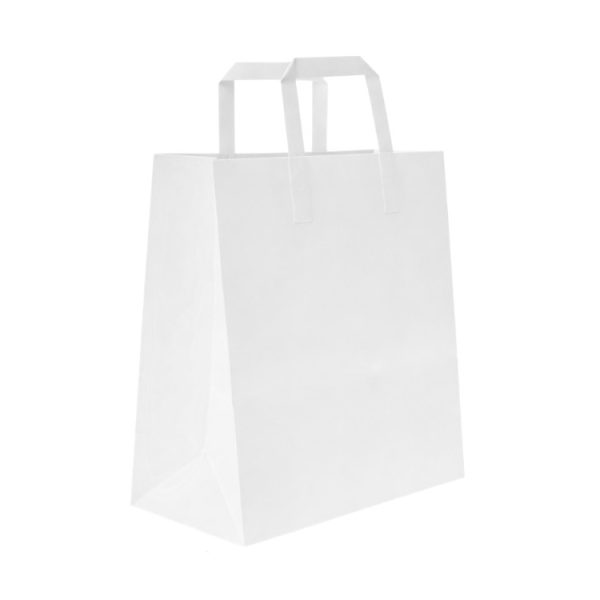 Papirnata vrećica sa ravnom ručkom 320х120х410 mm bijela 250 kom/pak