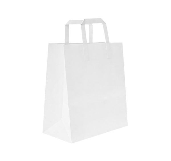 Papirnata vrećica sa ravnom ručkom 320х200х280 mm bijela 250 kom/pak