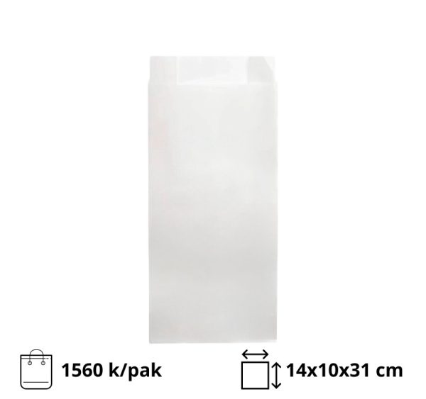 Papirnata vrećica 140х100×310 mm bijela 1560 kom/pak