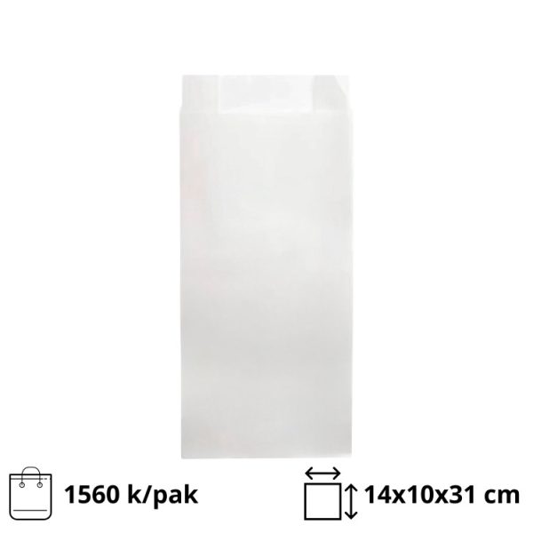 Papirnata vrećica 140х100×310 mm bijela 1560 kom/pak