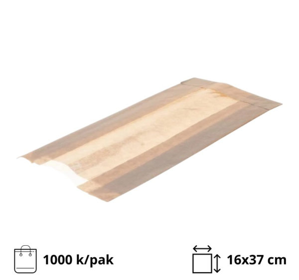 Papirnata vrećica s prozorom 160×370 mm kraft 1000 kom/pak