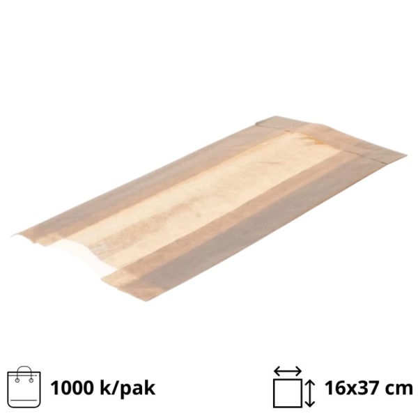 Papirnata vrećica s prozorom 160×370 mm kraft 1000 kom/pak