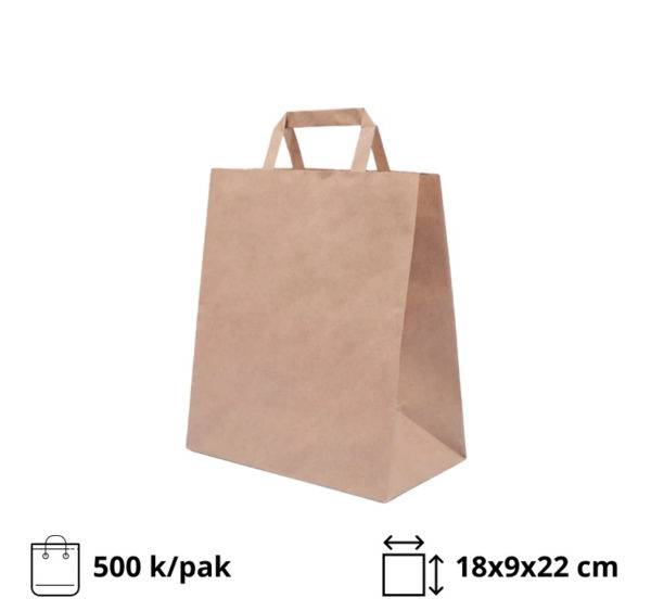 Papirnata vrećica sa ravnom ručkom 180х90х220 mm kraft 500 kom