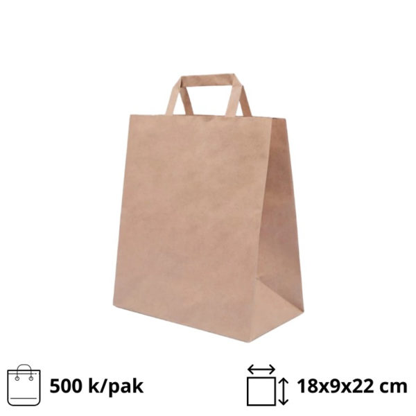 Papirnata vrećica sa ravnom ručkom 180х90х220 mm kraft 500 kom