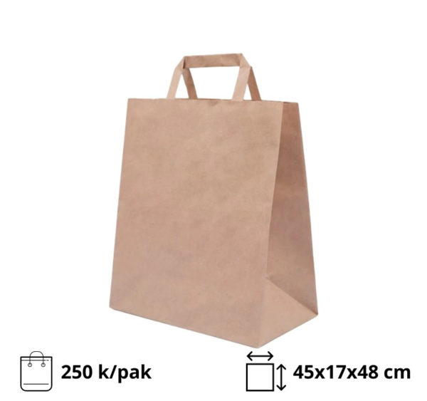 Papirnata vrećica sa ravnom ručkom 450х170х480 mm kraft 250 kom/pak