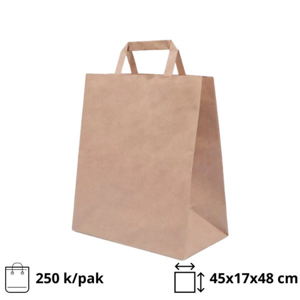 Papirnata vrećica sa ravnom ručkom 450х170х480 mm kraft 250 kom/pak