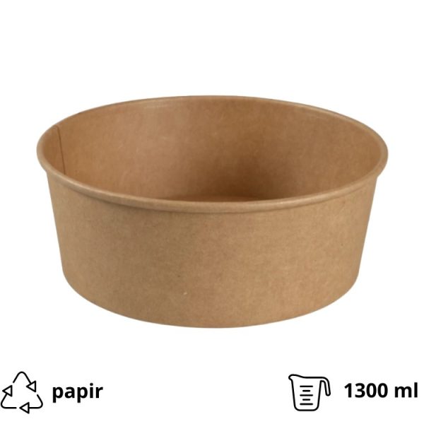 Posuda papirnata 1300 ml d=187 mm, h=69 mm kraft 50 kom