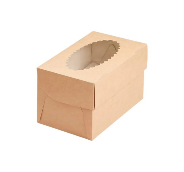 Kutija za muffine z prozorom ECO MUF 2 100x160x100 mm kraft 25 kos/pak