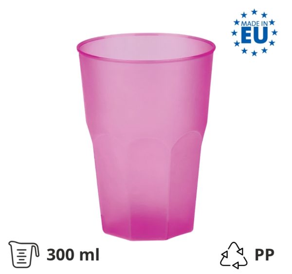 Čaša za koktel PP 300 (420) ml fuksija 20 kom/pak