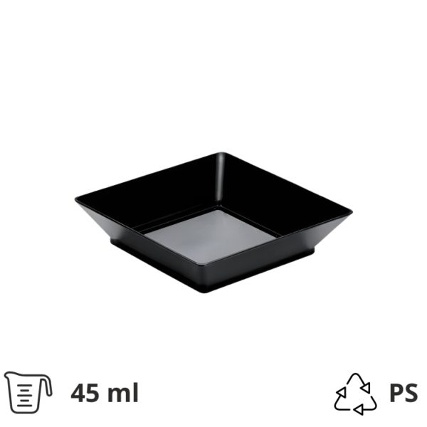 Fingerfood posudica PS 45 ml 65×65 mm Tray crna 25 kos/pak
