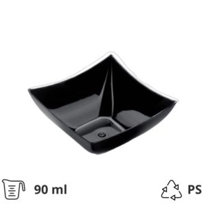 Fingerfood posudica PS 90 ml 75×75 mm Kvadrat crna 25 kom/pak