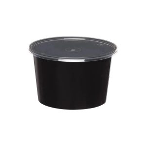 Posuda za juhu PP 1000 ml d=145 mm h=90 mm crna s poklopcem [50 kom/pak]