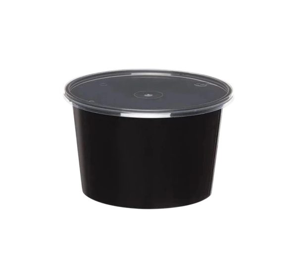 Posuda za juhu PP 1000 ml d=145 mm h=90 mm crna s poklopcem [50 kom/pak]