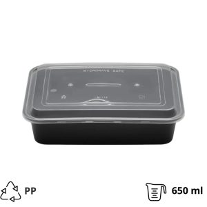 Posuda sa poklopcem PP 650 ml 173х123х49 mm crna 50 kom