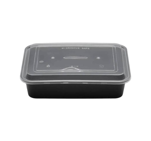 Posuda sa poklopcem PP 650 ml 173х123х49 mm crna 50 kom
